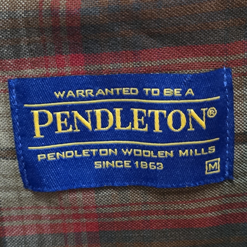 Pendleton Worsted Wool Button Down Brown Plaid Lo… - image 4